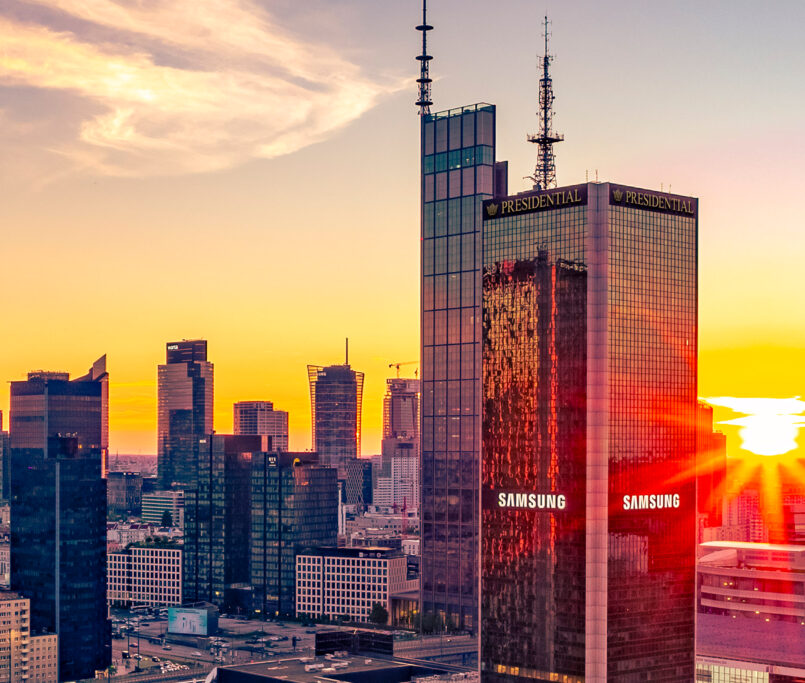 The LIM complex in central Warsaw at sunset